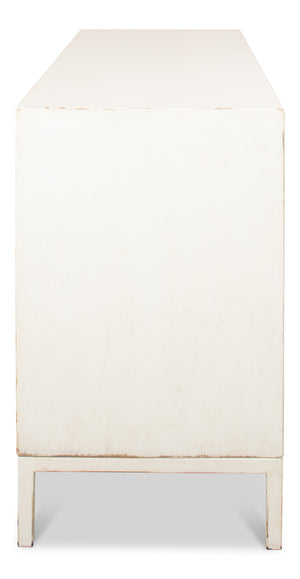 Sarreid Becket Sideboard In Antique White - Stylish Reclaimed Pine Storage For Your Elegant Home Decor White  53410-3