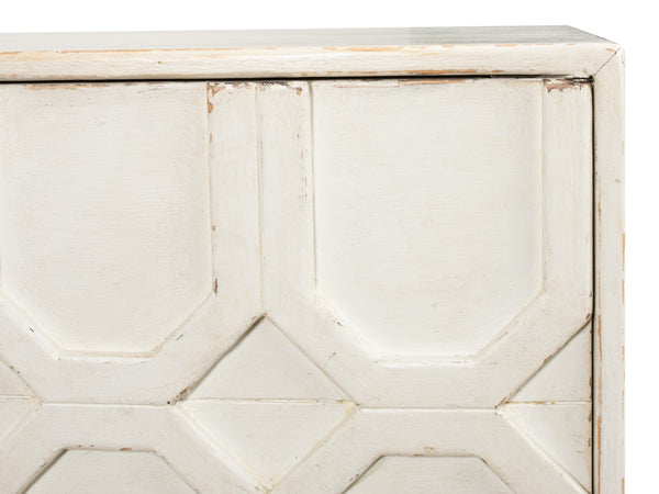Sarreid Becket Sideboard In Antique White - Stylish Reclaimed Pine Storage For Your Elegant Home Decor White  53410-3
