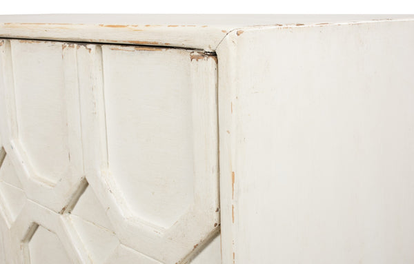 Sarreid Becket Sideboard In Antique White - Stylish Reclaimed Pine Storage For Your Elegant Home Decor White  53410-3