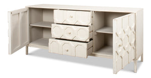Sarreid Becket Sideboard In Antique White - Stylish Reclaimed Pine Storage For Your Elegant Home Decor White  53410-3