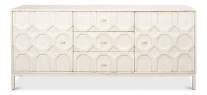 Sarreid Becket Sideboard In Antique White - Stylish Reclaimed Pine Storage For Your Elegant Home Decor White  53410-3