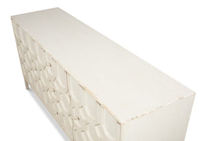 Sarreid Becket Sideboard In Antique White - Stylish Reclaimed Pine Storage For Your Elegant Home Decor White  53410-3