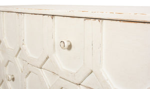 Sarreid Becket Sideboard In Antique White - Stylish Reclaimed Pine Storage For Your Elegant Home Decor White  53410-3