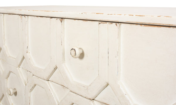 Sarreid Becket Sideboard In Antique White - Stylish Reclaimed Pine Storage For Your Elegant Home Decor White  53410-3