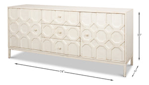 Sarreid Becket Sideboard In Antique White - Stylish Reclaimed Pine Storage For Your Elegant Home Decor White  53410-3