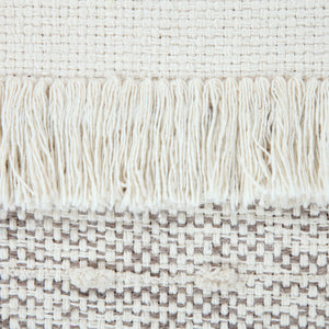 Homeroots 18" Cream Cotton Striped Pouf Ottoman   534100