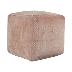 Homeroots 18" Beige Chenille Cube Pouf Ottoman Beige  534103