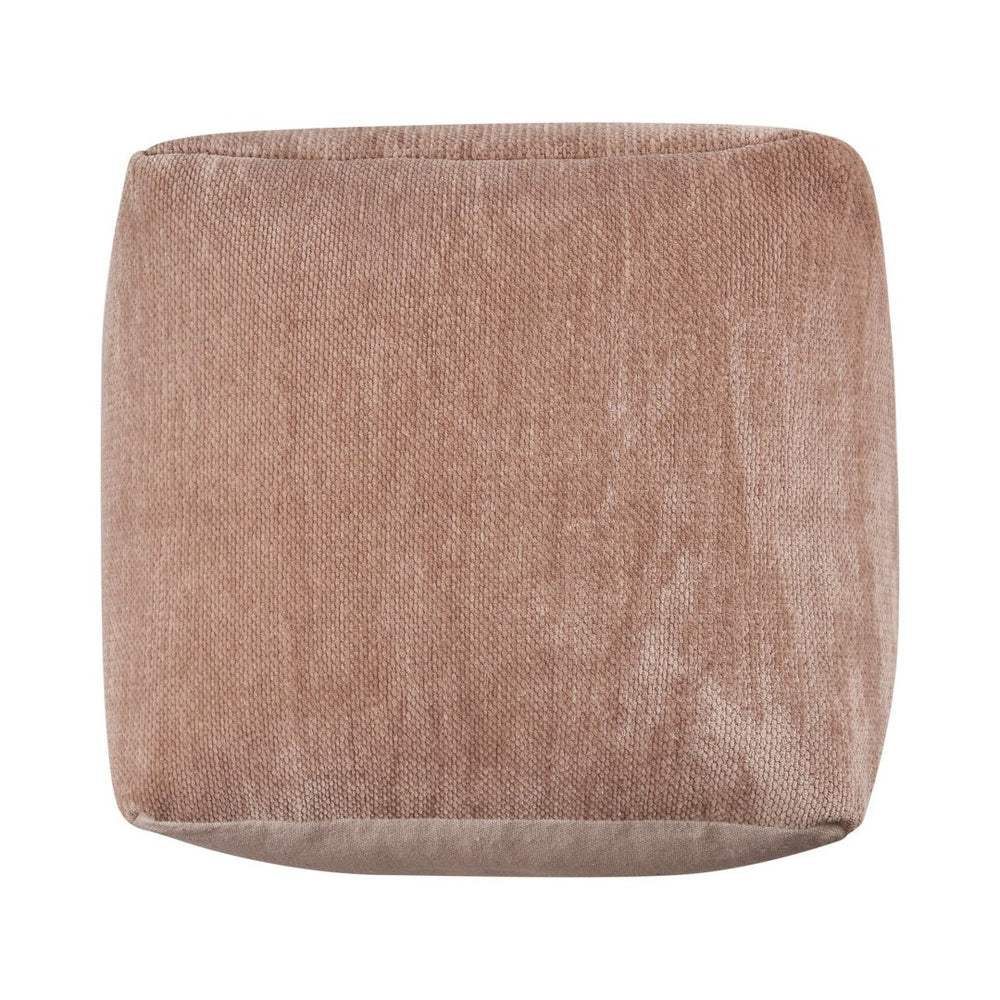 HomeRoots 18" Chenille Cube Pouf Ottoman - Stylish Multi-Purpose Accent for Living Room, Bedroom, or Nook Beige 534103