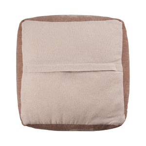 Homeroots 18" Beige Chenille Cube Pouf Ottoman Beige  534103