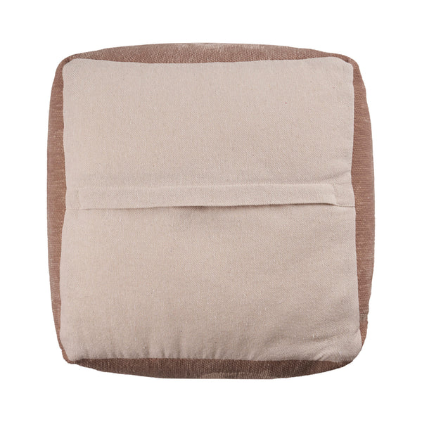 Homeroots 18" Beige Chenille Cube Pouf Ottoman Beige  534103