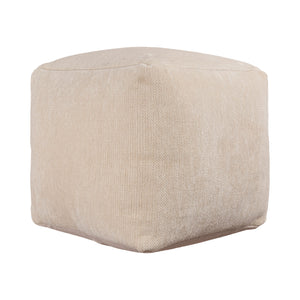 Homeroots 18" Ivory Chenille Cube Pouf Ottoman Ivory  534104