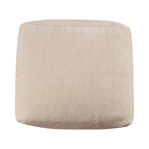 Homeroots 18" Ivory Chenille Cube Pouf Ottoman Ivory  534104
