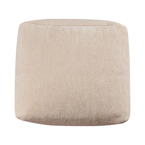 Homeroots 18" Ivory Chenille Cube Pouf Ottoman Ivory  534104