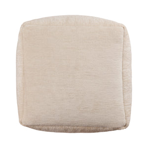 Homeroots 18" Ivory Chenille Cube Pouf Ottoman Ivory  534104