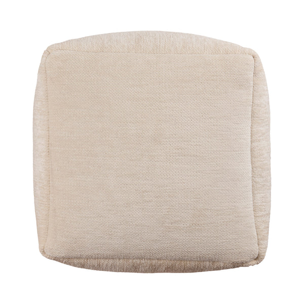 Homeroots 18" Ivory Chenille Cube Pouf Ottoman Ivory  534104