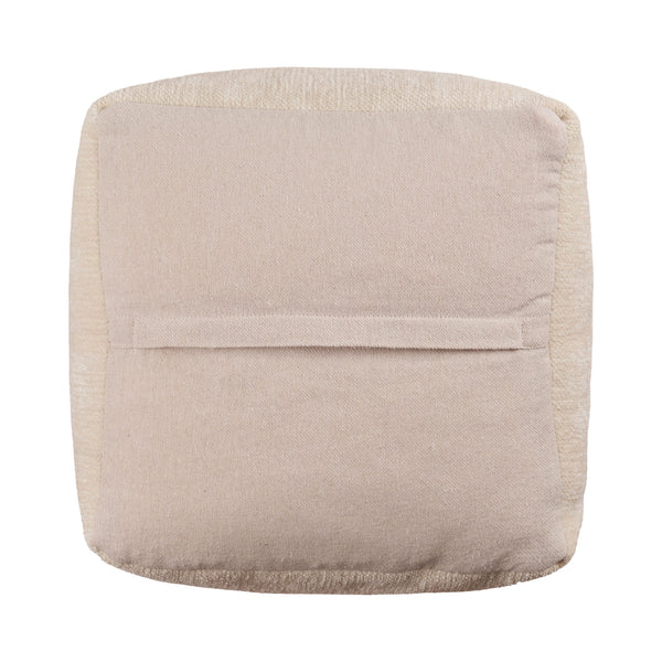 Homeroots 18" Ivory Chenille Cube Pouf Ottoman Ivory  534104