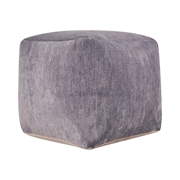 Homeroots 18" Gray Chenille Cube Pouf Ottoman Gray  534105