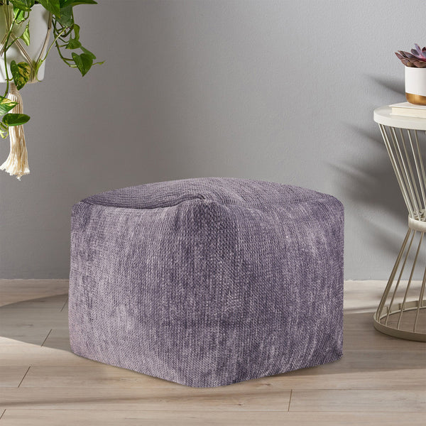 Homeroots 18" Gray Chenille Cube Pouf Ottoman Gray  534105