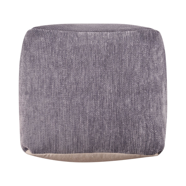 Homeroots 18" Gray Chenille Cube Pouf Ottoman Gray  534105