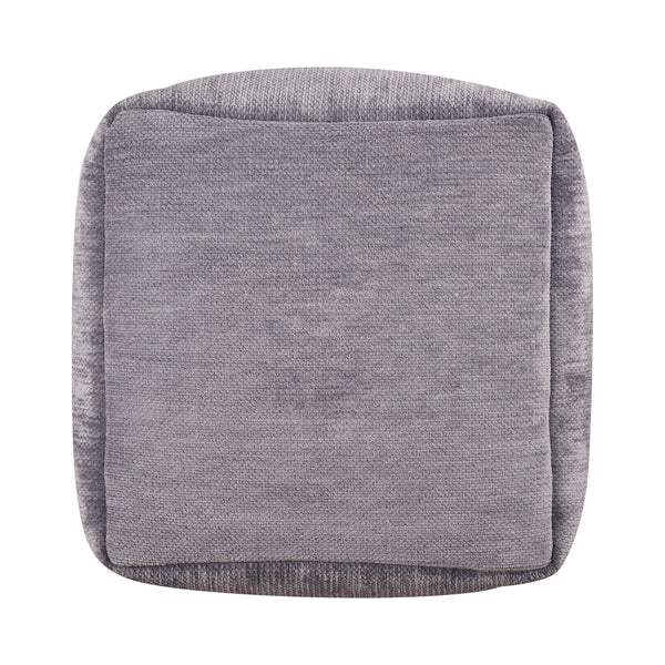 Homeroots 18" Gray Chenille Cube Pouf Ottoman Gray  534105