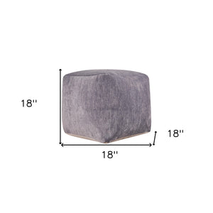 Homeroots 18" Gray Chenille Cube Pouf Ottoman Gray  534105