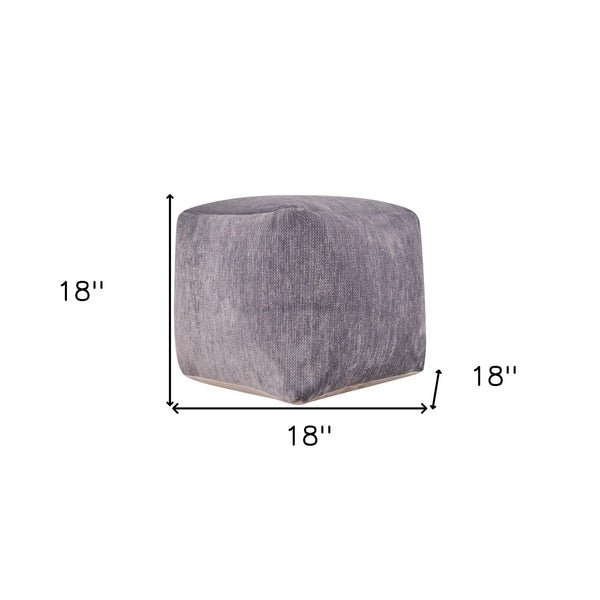 Homeroots 18" Gray Chenille Cube Pouf Ottoman Gray  534105