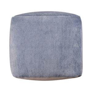 Homeroots 18" Blue Chenille Cube Pouf Ottoman Blue  534106