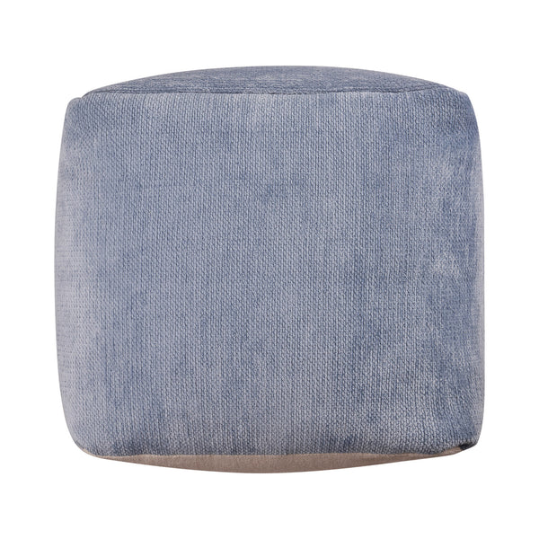 Homeroots 18" Blue Chenille Cube Pouf Ottoman Blue  534106