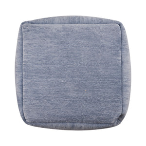 Homeroots 18" Blue Chenille Cube Pouf Ottoman Blue  534106
