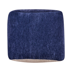 Homeroots 18" Blue Chenille Cube Pouf Ottoman Navy Blue  534107