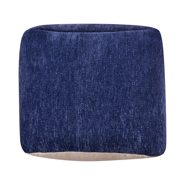 Homeroots 18" Blue Chenille Cube Pouf Ottoman Navy Blue  534107