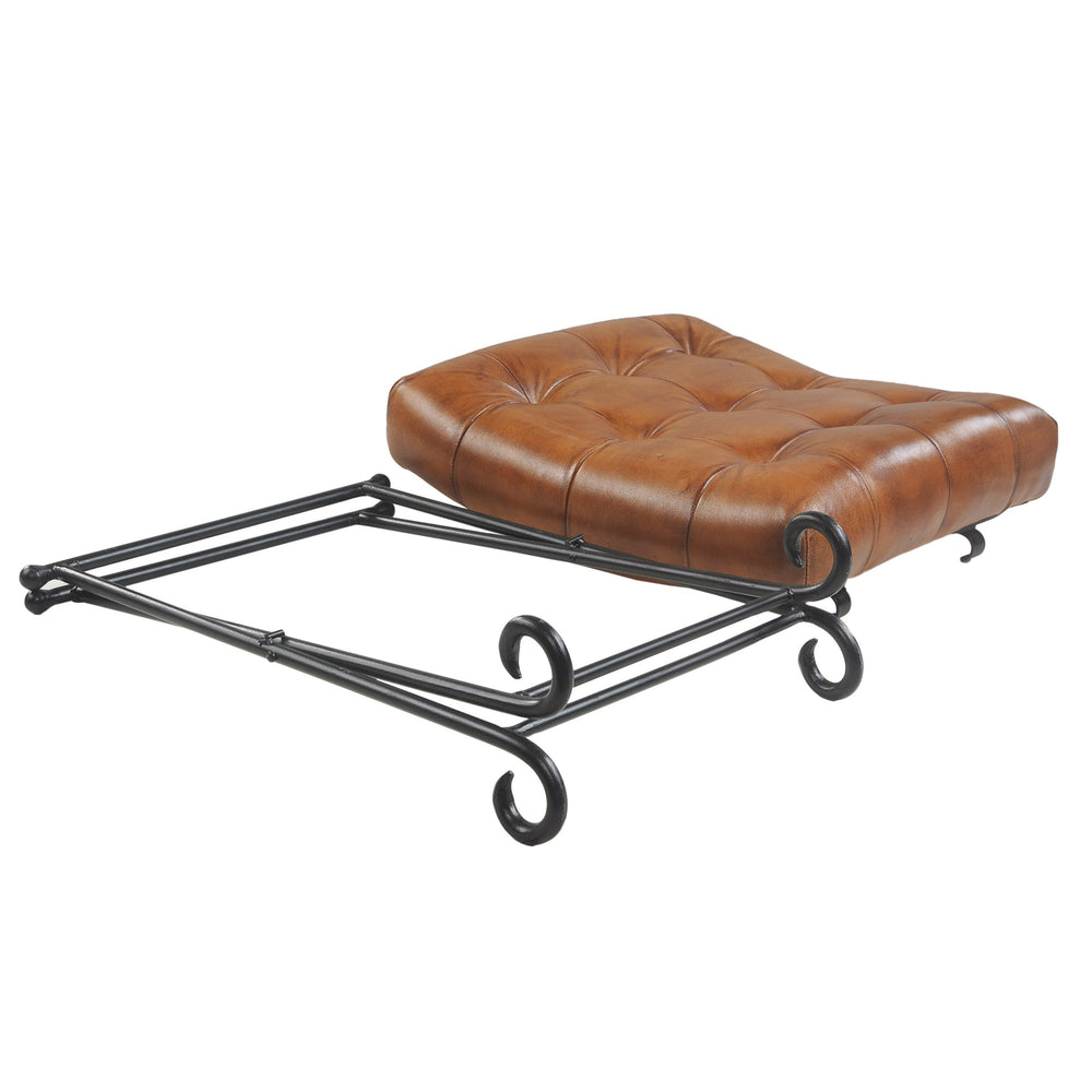 Homeroots 14" Brown Faux Leather Footstool Ottoman   534108