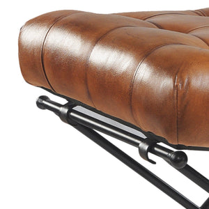 Homeroots 14" Brown Faux Leather Footstool Ottoman   534108