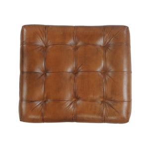 Homeroots 14" Brown Faux Leather Footstool Ottoman   534108