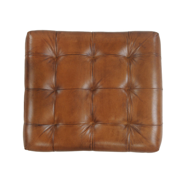 Homeroots 14" Brown Faux Leather Footstool Ottoman   534108