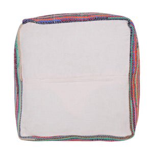 Homeroots 18" Red Cotton Cube Striped Pouf Ottoman   534109