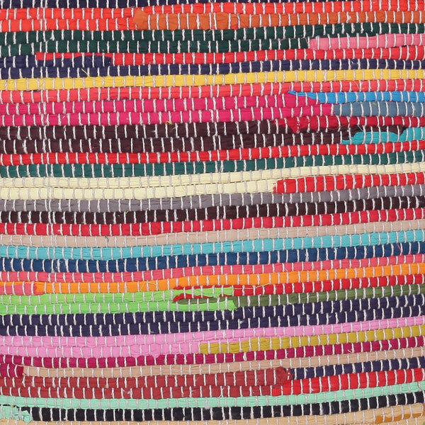 Homeroots 18" Red Cotton Cube Striped Pouf Ottoman   534109