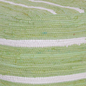 Homeroots 18" Green Cotton Cube Striped Pouf Ottoman   534110