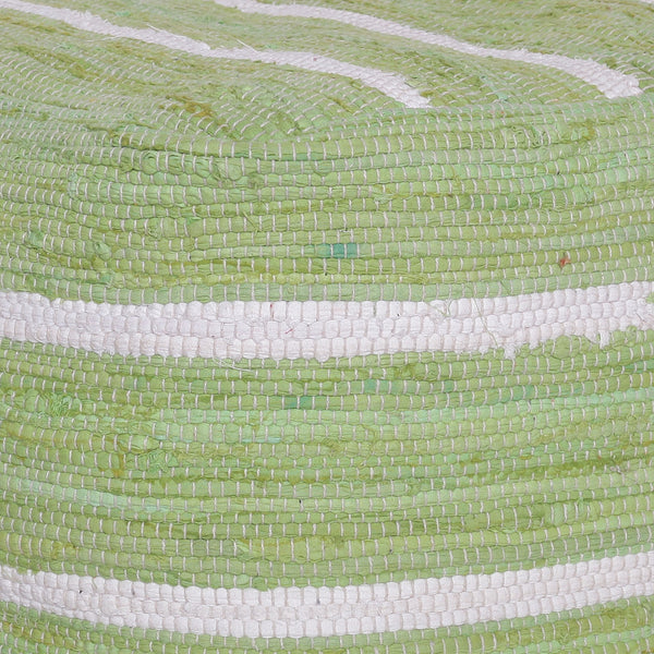 Homeroots 18" Green Cotton Cube Striped Pouf Ottoman   534110