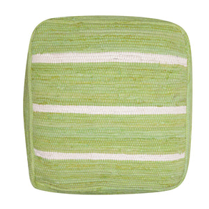 Homeroots 18" Green Cotton Cube Striped Pouf Ottoman   534110