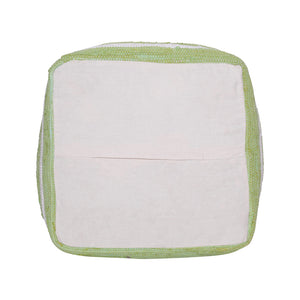 Homeroots 18" Green Cotton Cube Striped Pouf Ottoman   534110