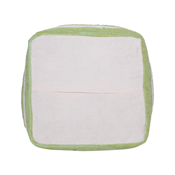 Homeroots 18" Green Cotton Cube Striped Pouf Ottoman   534110