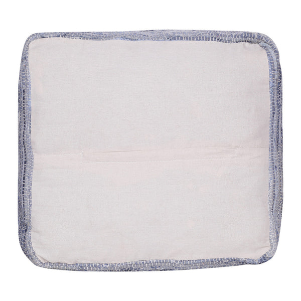 Homeroots 18" Blue Cotton Cube Striped Pouf Ottoman   534111