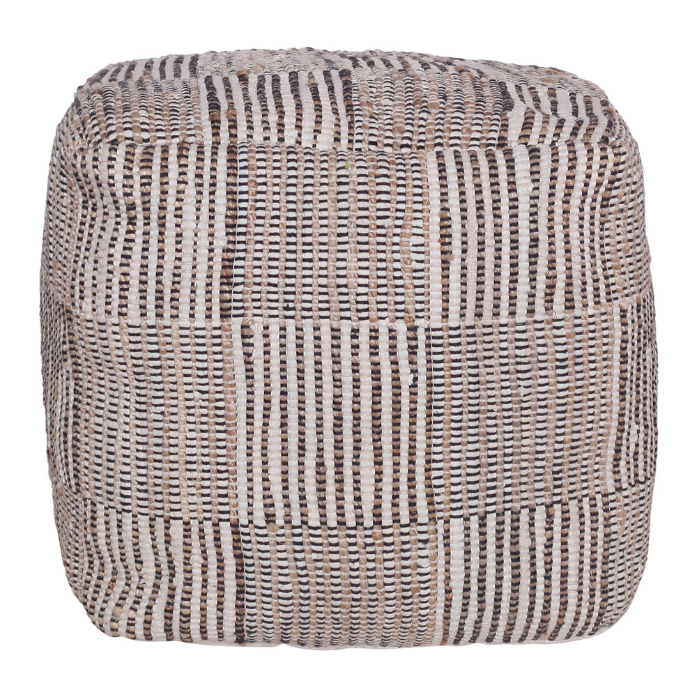 Homeroots 18" Brown Cotton Cube Geometric Pouf Ottoman   534112