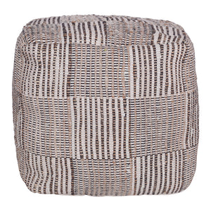 Homeroots 18" Brown Cotton Cube Geometric Pouf Ottoman   534112