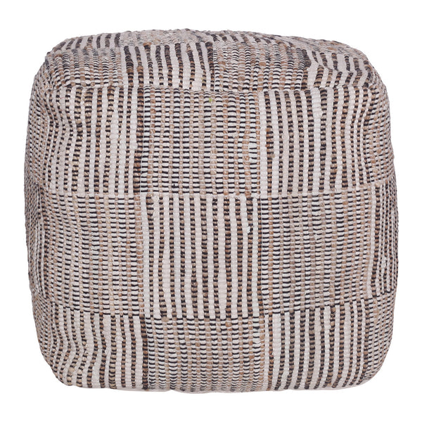 Homeroots 18" Brown Cotton Cube Geometric Pouf Ottoman   534112