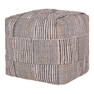 Homeroots 18" Brown Cotton Cube Geometric Pouf Ottoman   534112