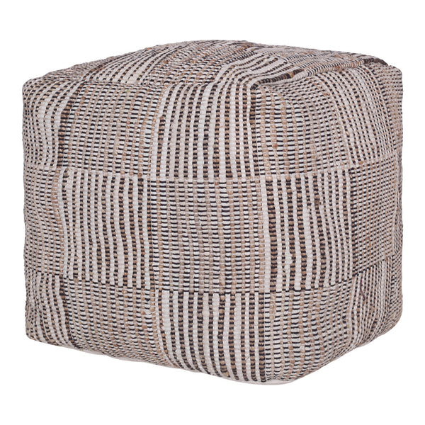 Homeroots 18" Brown Cotton Cube Geometric Pouf Ottoman   534112