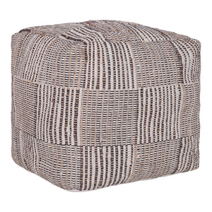 Homeroots 18" Brown Cotton Cube Geometric Pouf Ottoman   534112