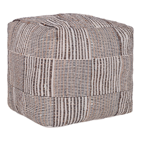 Homeroots 18" Brown Cotton Cube Geometric Pouf Ottoman   534112